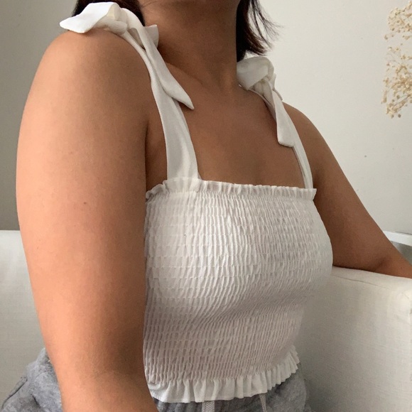 White Shirred Tube Top - Picture 2 of 4
